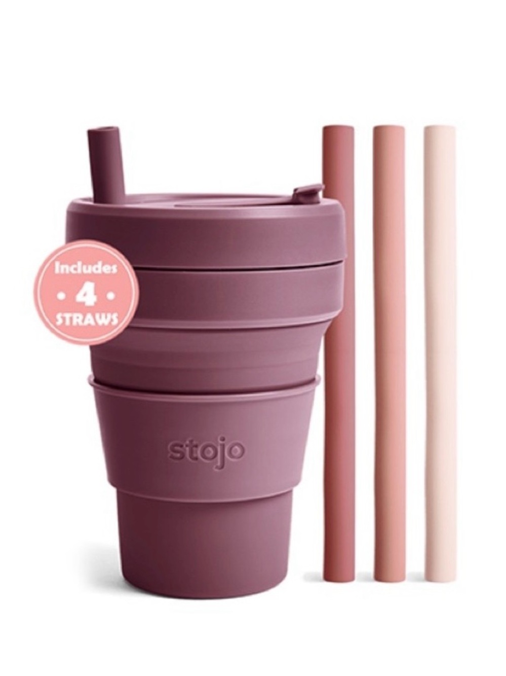 Stojo 12 oz Collapsible Travel Cup in Deep Mauve - Picture 3 of 8